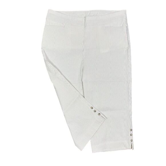 Chico's Tan and White Pinstripe Stretch Capris with Tummy Control Size 14 (2.5) - Picture 1 of 12